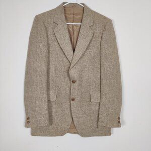 Henley Men's Wool Blazer Size 42L Tall Color Tan Brown Quiet Luxury Old Money
